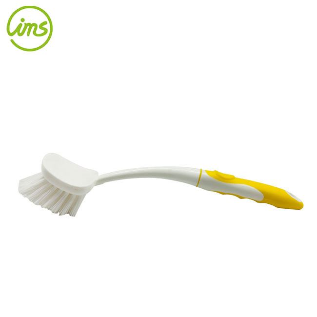 brosse à manche long courbé - jaune